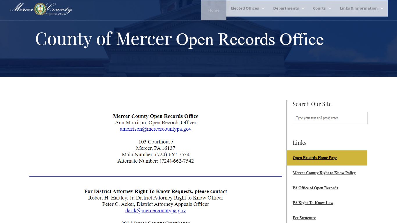 Mercer County Open Records Office